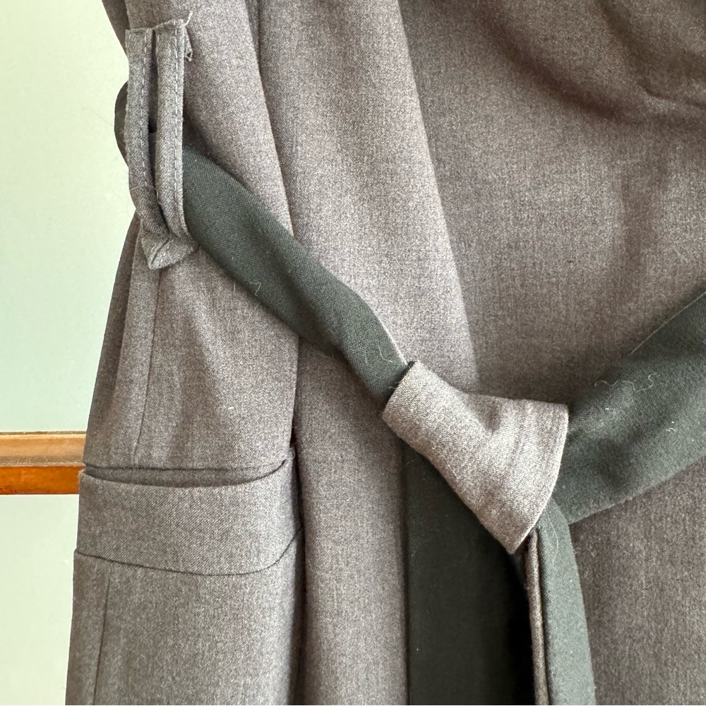 PREMISE ELEGANT A-LINE DRESS. WRAP STYLE ZIPPER UNDERNEATH THE WRAP FLAP BELT - Picture 8 of 16